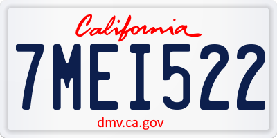 CA license plate 7MEI522
