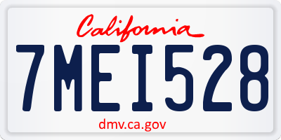 CA license plate 7MEI528