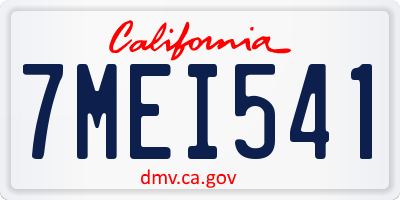 CA license plate 7MEI541