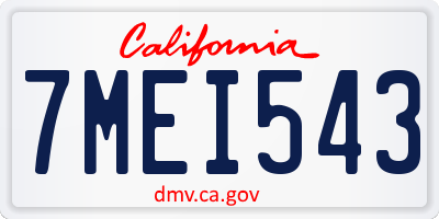 CA license plate 7MEI543