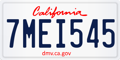 CA license plate 7MEI545