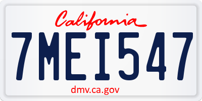 CA license plate 7MEI547