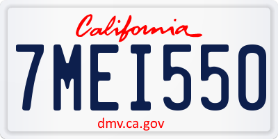CA license plate 7MEI550