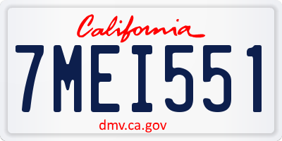 CA license plate 7MEI551