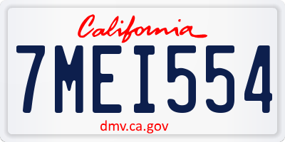CA license plate 7MEI554