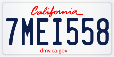 CA license plate 7MEI558