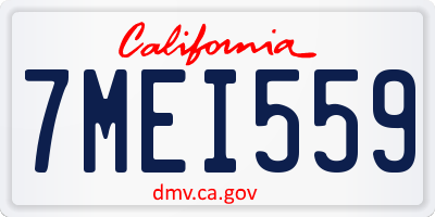CA license plate 7MEI559