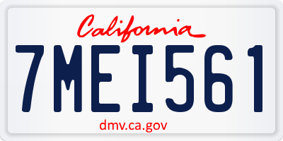 CA license plate 7MEI561