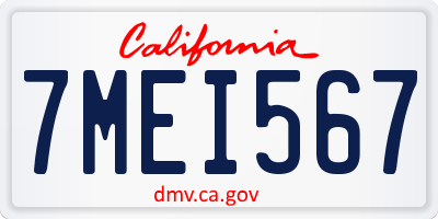 CA license plate 7MEI567