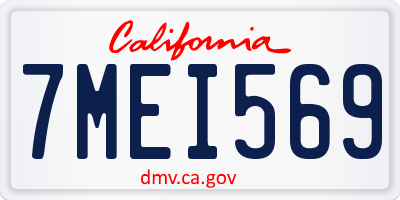 CA license plate 7MEI569