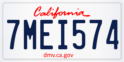 CA license plate 7MEI574