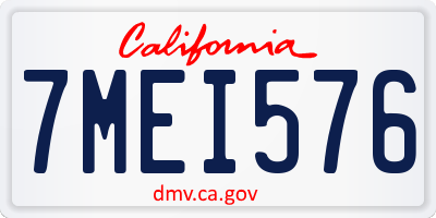 CA license plate 7MEI576