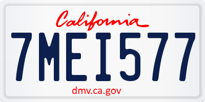 CA license plate 7MEI577