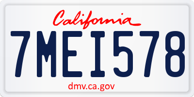 CA license plate 7MEI578