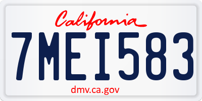 CA license plate 7MEI583