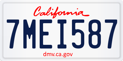 CA license plate 7MEI587