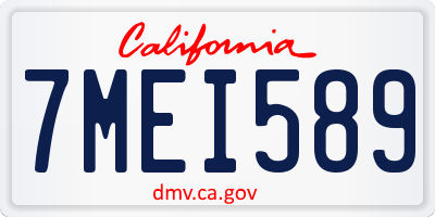 CA license plate 7MEI589