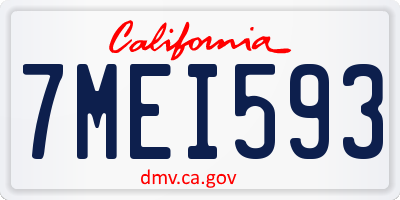 CA license plate 7MEI593