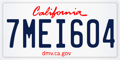 CA license plate 7MEI604
