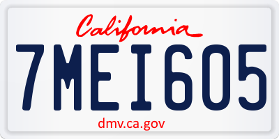 CA license plate 7MEI605