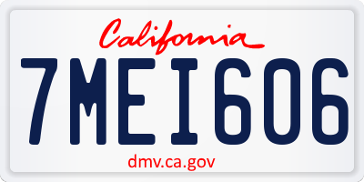 CA license plate 7MEI606