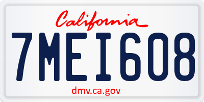 CA license plate 7MEI608
