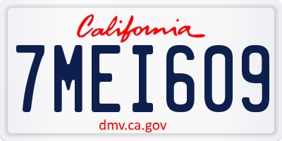 CA license plate 7MEI609