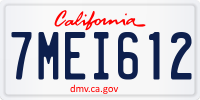 CA license plate 7MEI612