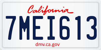 CA license plate 7MEI613