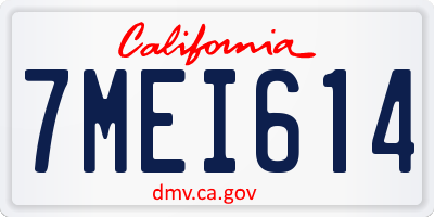 CA license plate 7MEI614