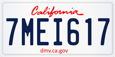 CA license plate 7MEI617