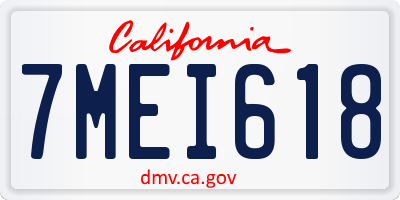 CA license plate 7MEI618