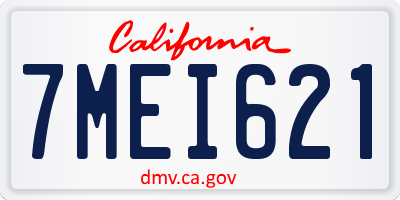 CA license plate 7MEI621