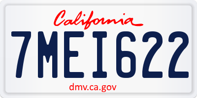 CA license plate 7MEI622
