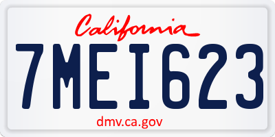 CA license plate 7MEI623
