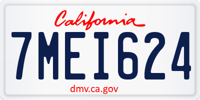 CA license plate 7MEI624