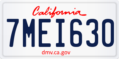 CA license plate 7MEI630