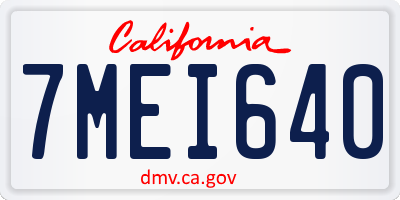 CA license plate 7MEI640
