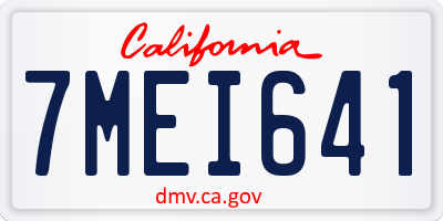 CA license plate 7MEI641