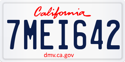 CA license plate 7MEI642