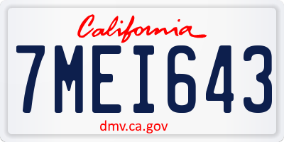 CA license plate 7MEI643