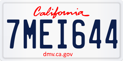 CA license plate 7MEI644