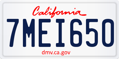 CA license plate 7MEI650