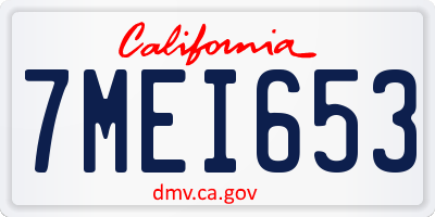 CA license plate 7MEI653