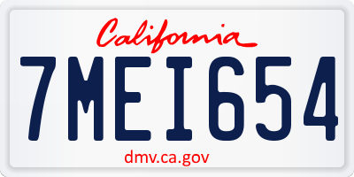 CA license plate 7MEI654