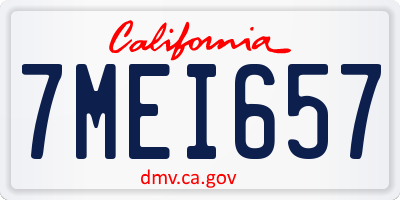 CA license plate 7MEI657