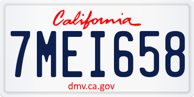 CA license plate 7MEI658