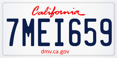 CA license plate 7MEI659