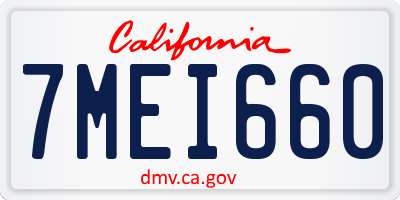 CA license plate 7MEI660