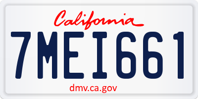 CA license plate 7MEI661